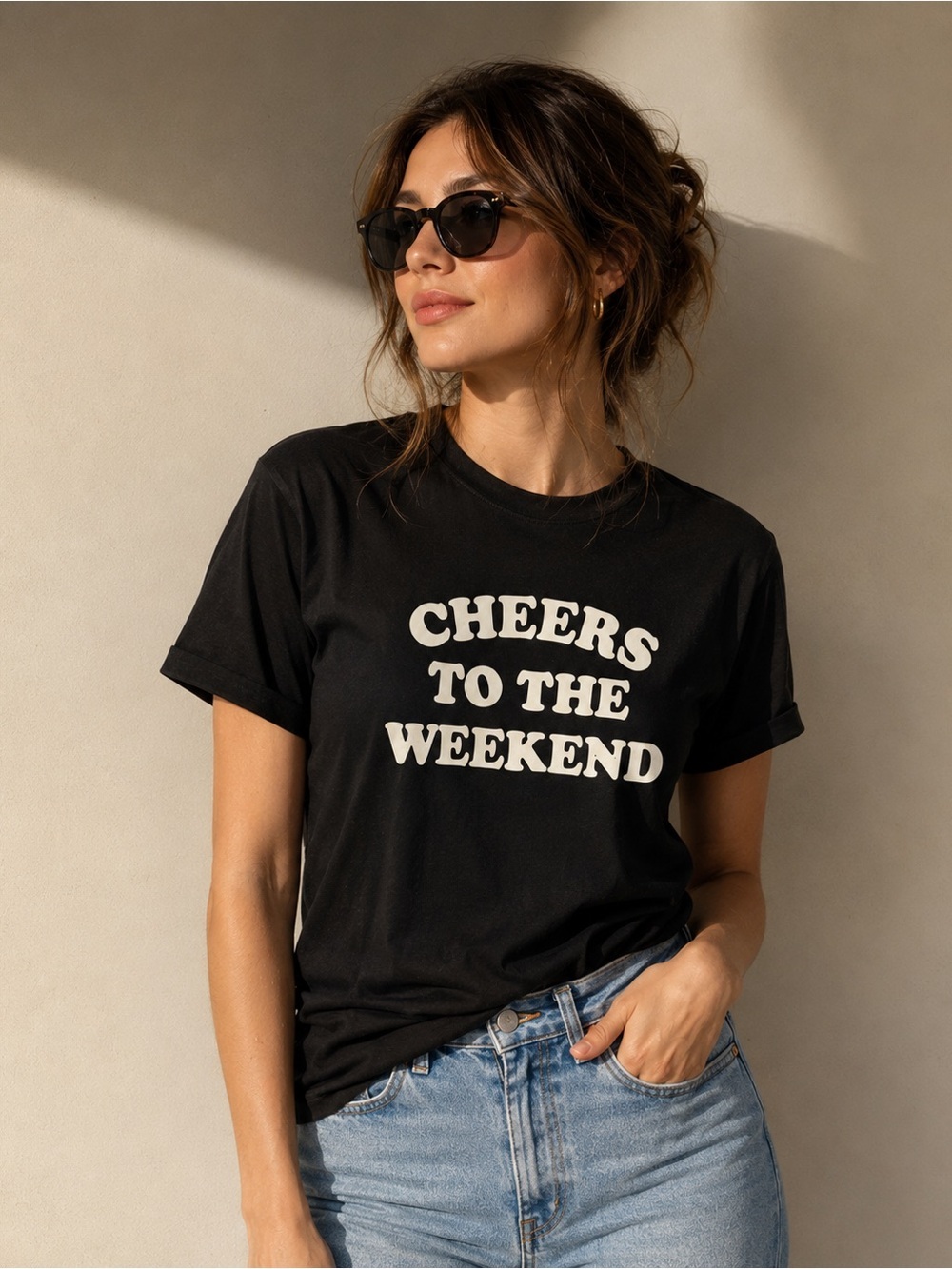 Weekend Graphic Tee Black Falls Creek Sleepwear Medium Casual Lounge Shirt